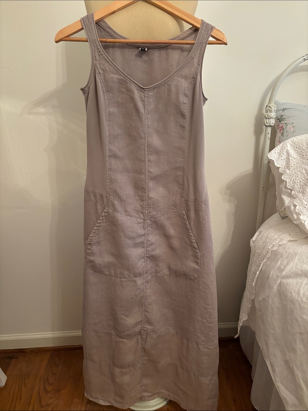 European Culture Sleeveless Maxi Dress in Grey with brown undertones XS
